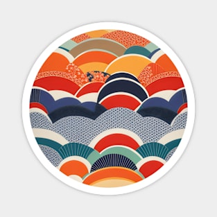 Japanese Waves Pattern, Kimono design Magnet